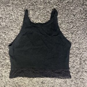 Colsie Lace Trim Black  Crop Top‎ XS